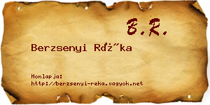Berzsenyi Réka névjegykártya